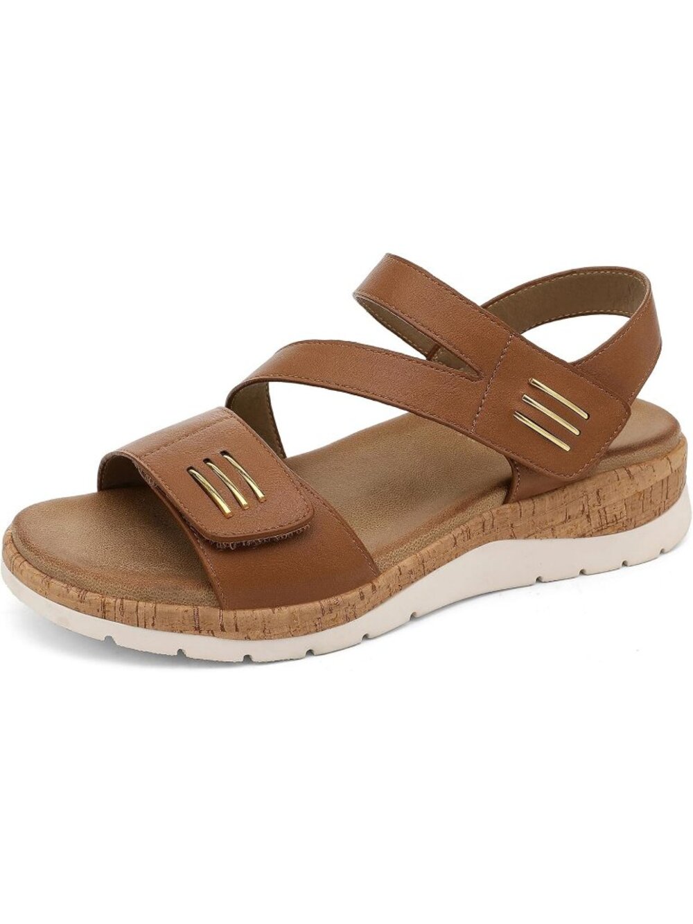 Women's Brown Summer Open Toe Adjustable Ankle Straps Comfortable Sandals